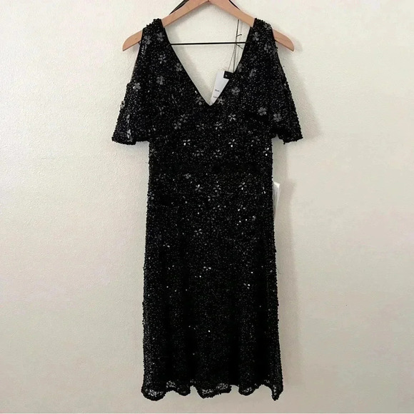 NWT Mac Duggal Cold Shoulder Sequins Dress - Picture 6 of 8